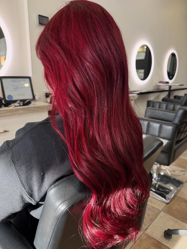 Deep red burgundy waves